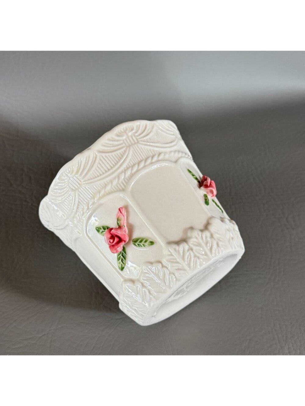 Vintage Bloom Rite Ceramic Rose Planter Cachepot Victorian Shabby Chic 5" - Picture 7 of 12